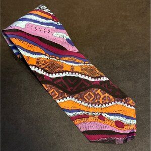 Coogi Australia Men's 100% Silk Multicolor Abstract Pattern Neck Tie